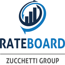 RateBoard Zucchetti Group Logo mit blauem Pfeil-Kreis und Balkendiagramm