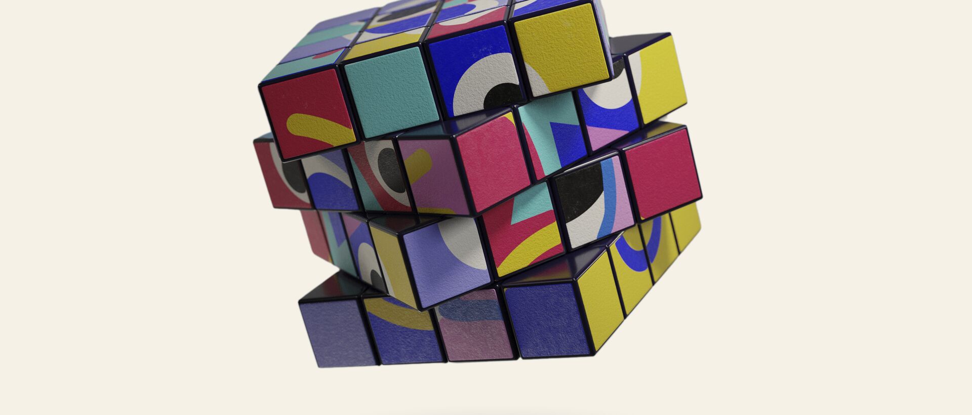 Colorful cube symbolizing balance between family and career.